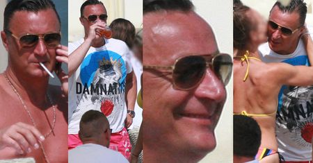Tomasz Hajto z różańcem na szyi pije zimny napój, pali papierosy i zabawia dziewczyny (ZDJĘCIA)