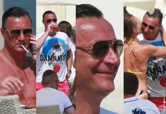 Tomasz Hajto z różańcem na szyi pije zimny napój, pali papierosy i zabawia dziewczyny (ZDJĘCIA)