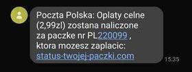 Przykładowy, fałszywy SMS