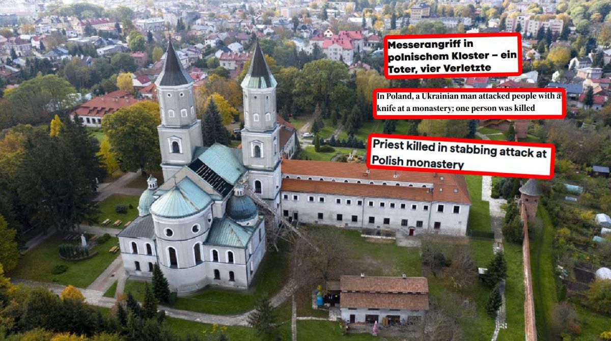 Atak nożownika w polskim klasztorze. Zagraniczne media piszą o tragedii