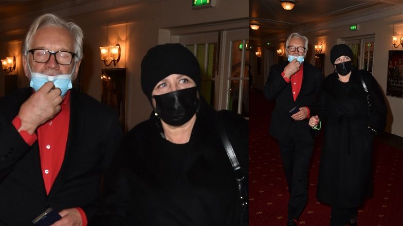 Zamaskowana "elita" na premierze sztuki 