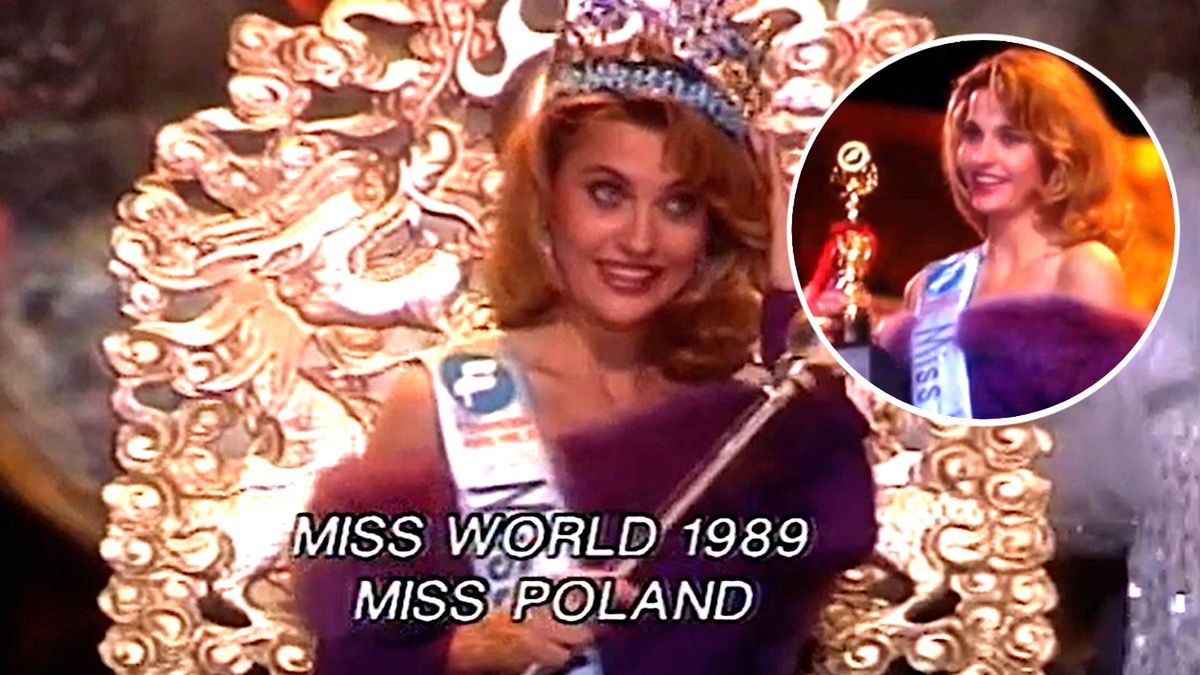 Aneta Kręglicka na wyborach Miss World 1989