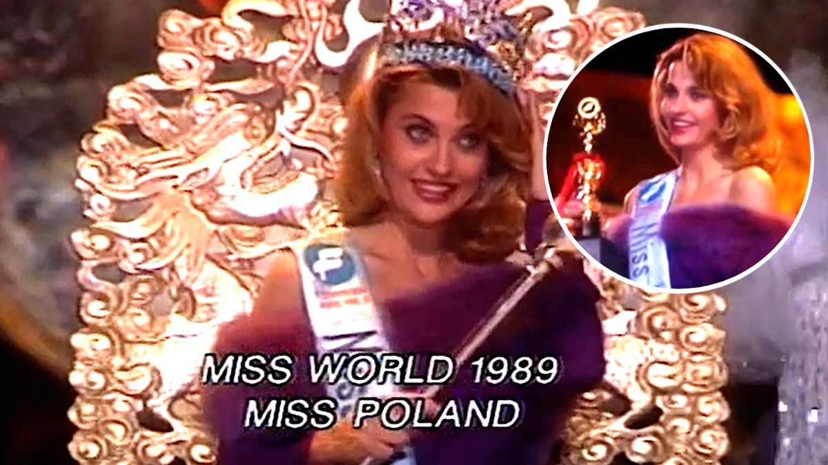 Aneta Kręglicka na wyborach Miss World 1989