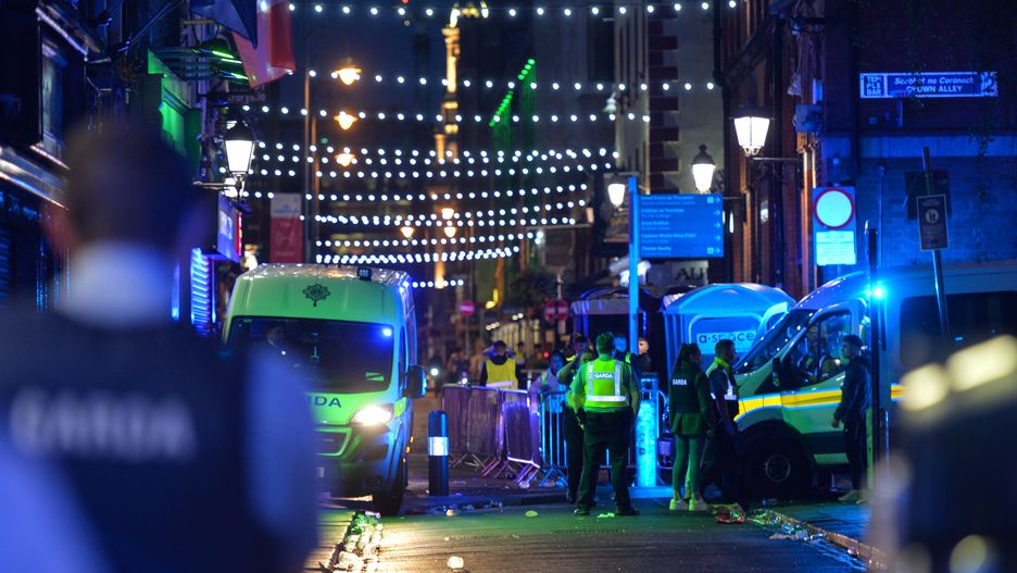 Third Evening Of Disorder In Dublin
Members of Gardai enforcing coronavirus restrictions and relocating people from Temple Bar in Dublin. 
On Sunday, 6 June 2021, in Dublin, Ireland. (Photo by Artur Widak/NurPhoto via Getty Images)
NurPhoto
bill 010, covid-19 pandemic, colombian president, colombian police, colombian community, colombian protests, colombians, diseases and conditions, dublin center, garda, health care, irish police, law and justice, lifestyle, lung disease, outdoor, police, public order unit, ubi, universal basic income, alcohol, alcoholism, assembly, behaviour, candle vigil, check, confiscating, diasphora, emergency services, enjoying