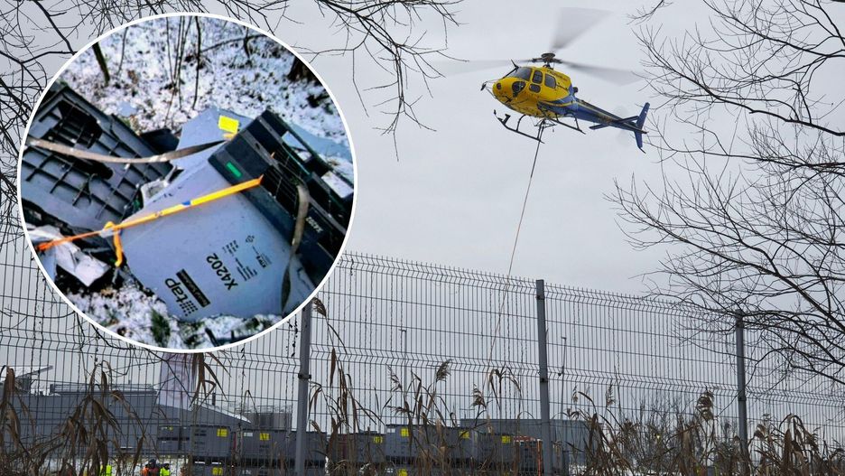 Ryzykowny transport lotniczy Valeo. Pojemnik z lampami spadł z helikopter