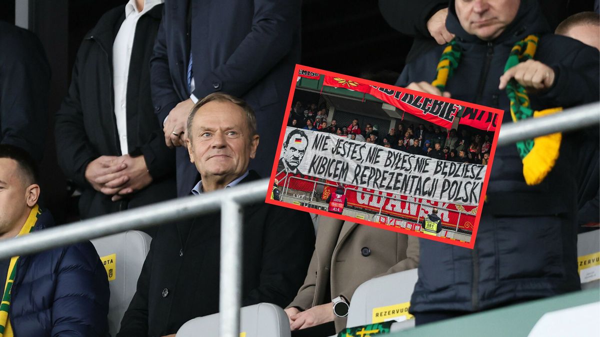 Na meczu pojawił się transparent skierowany do Donalda Tuska