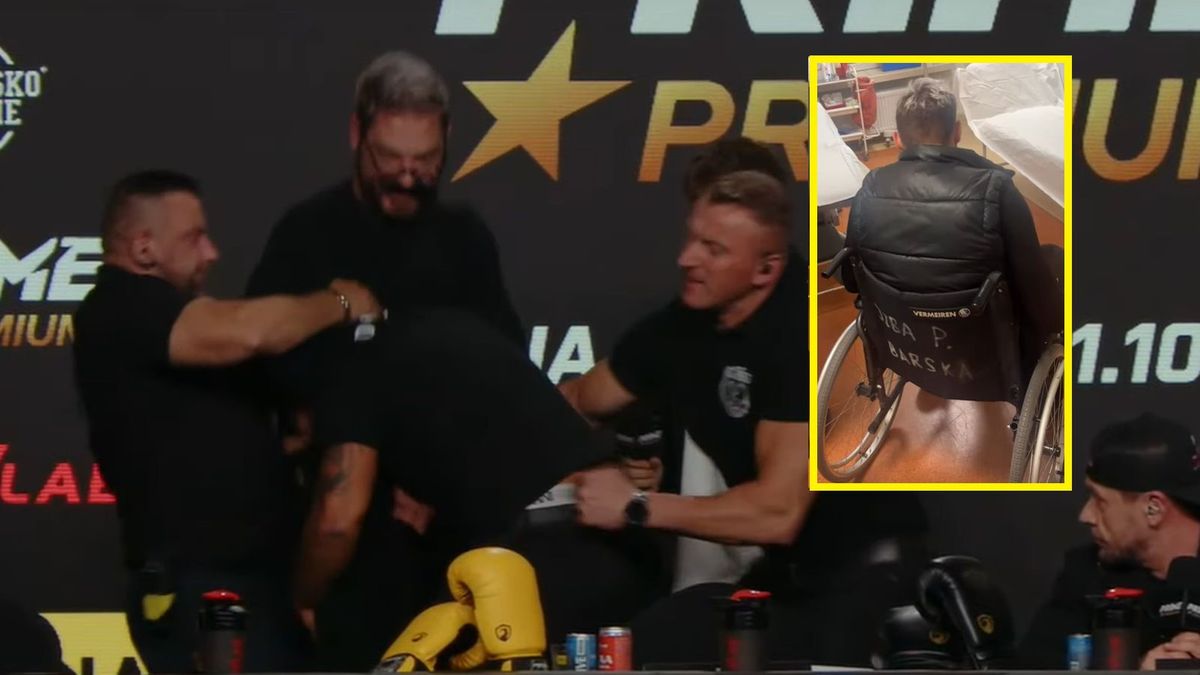 Na zdjęciu: awantura na konferencji przed galą Prime 6: Premium. Na małym zdjęciu: kontuzjowany Maciej Rataj na badaniach