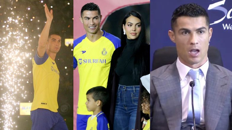 Christiano Ronaldo z rodziną na boisku wita się z saudyjskim klubem Al-Nassr. Na konferencji prasowej pomylił Arabię Saudyjską z... RPA (ZDJĘCIA)