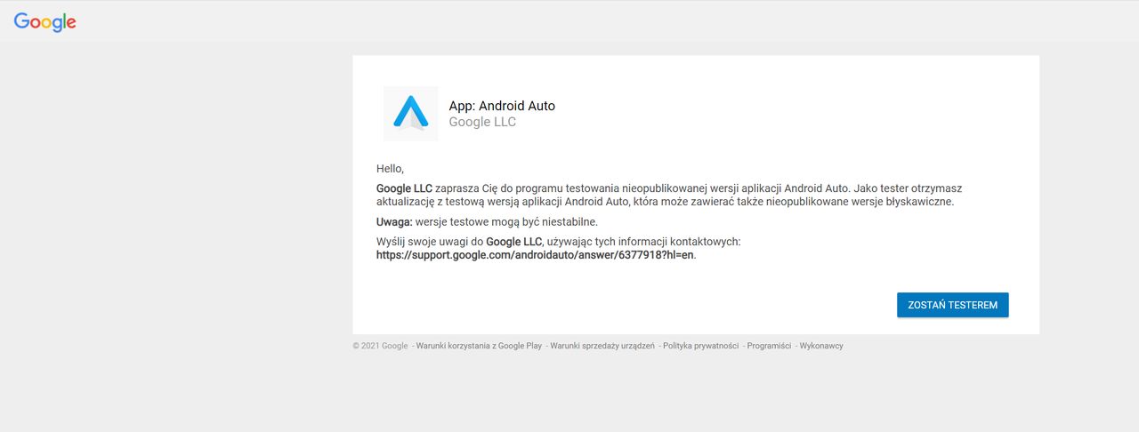 Dołączanie do programu testów beta Androida Auto