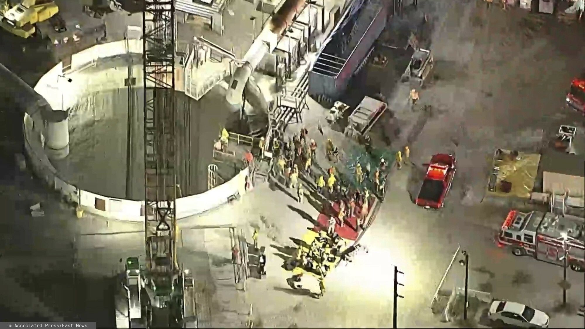 Temporary
This image taken from footage provided by KABC/ABC7 Los Angeles shows first responders working the scene after a tunnel collapsed on Wednesday, July 9, 2025, in Los Angeles. (KABC/ABC7 Los Angeles via AP)