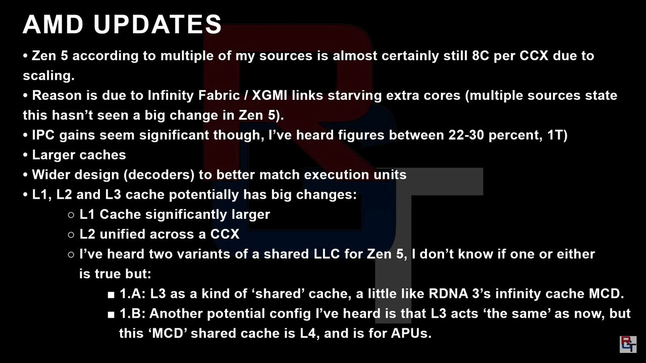 RedGamingTech - planowane zmiany w procesorach AMD Zen 5