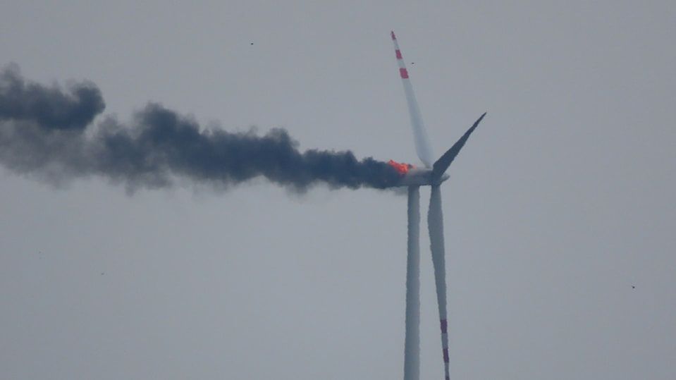 Pożar turbiny wiatrowej koło Kętrzyna