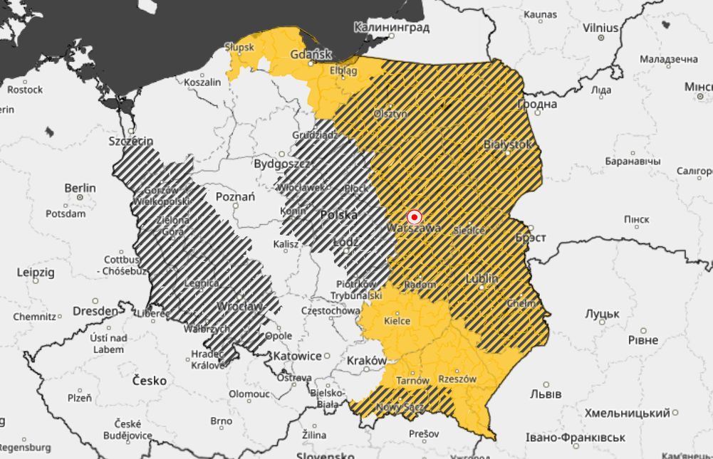 Mapa ostrzeżeń pogodowych 