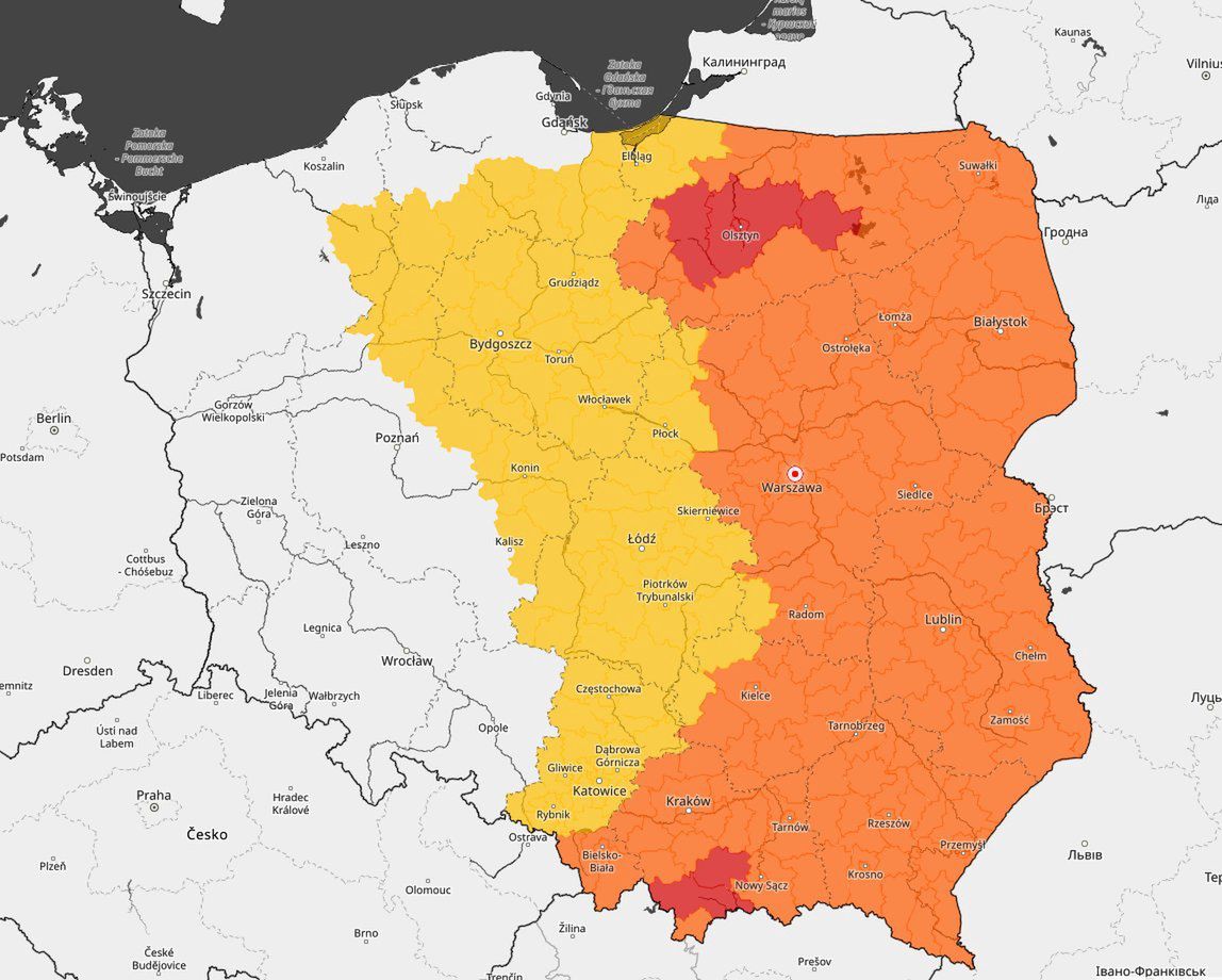 Mapa ostrzeżeń IMGW