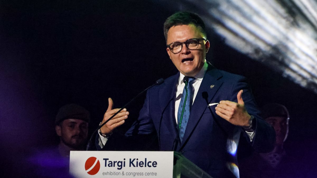 KIELCE, POLAND - 2024/09/03: Speaker of Polish Parliament, Szymon Holownia, attends during an opening ceremony of the 32nd International Defence Industry Exhibition MSPO in Targi Kielce (Kielce Expo) in central Poland. The Exhibition presents most modern solutions and technologies in military industry. Minister of Defence Wadysaw Kosiniak Kamysz announces that next year investment in defence will be 4.7 per cent of the Gross Domestic Product (GDP). (Photo by Dominika Zarzycka/SOPA Images/LightRocket via Getty Images)