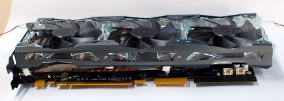 karta graficzna Galaxy GTX 580 z serii MDT - widok z dołu