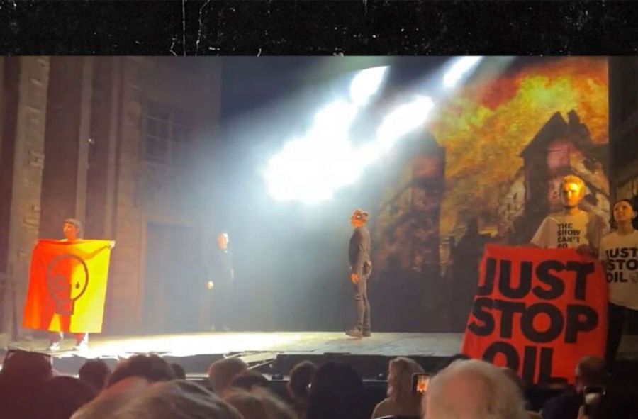 Climate activists storm stage in West End. Performance interrupted