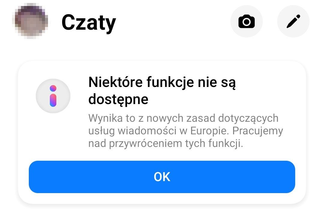 Facebook Messenger: Niektóre funkcje nie są dostępne. O co chodzi?