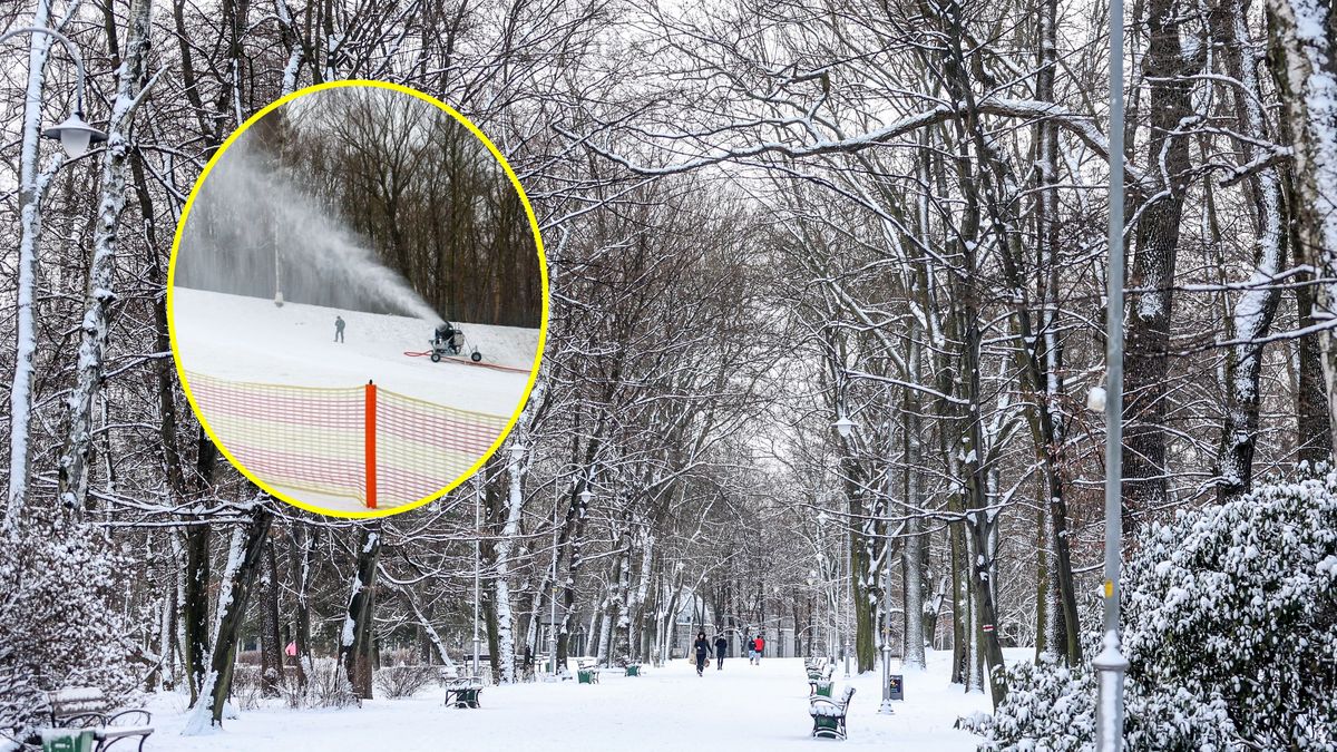 Mimo dużej ilości śniegu w parku Kościuszki działały armatki 