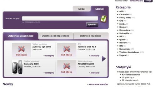 Internetowa baza skradzionych i zagubionych przedmiotów 1