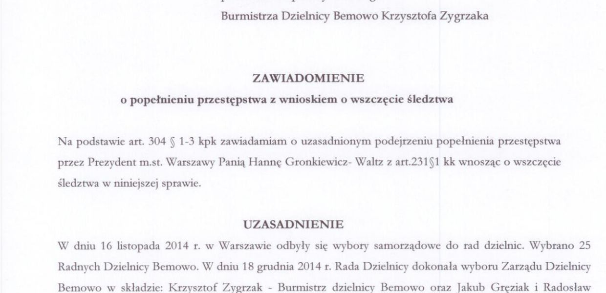 Hanna Gronkiewicz-Waltz popełniła przestępstwo? Złożono zawiadomienie do prokuratury