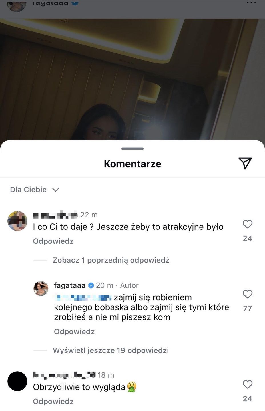 Fagata odpowiedziała na złośliwości internautów