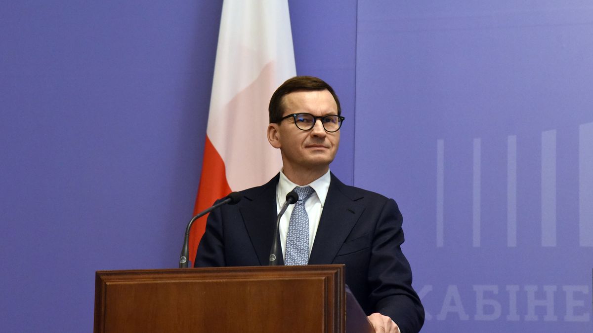 Na zdjęciu premier Mateusz Morawiecki w trakcie konferencji w Kijowie