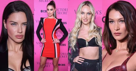 Modelki Victoria's Secret prężą się na różowej ściance: opuchnięta Adriana Lima, Bella Hadid, Candice Swanepoel... (ZDJĘCIA)