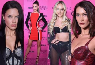 Modelki Victoria's Secret prężą się na różowej ściance: opuchnięta Adriana Lima, Bella Hadid, Candice Swanepoel... (ZDJĘCIA)
