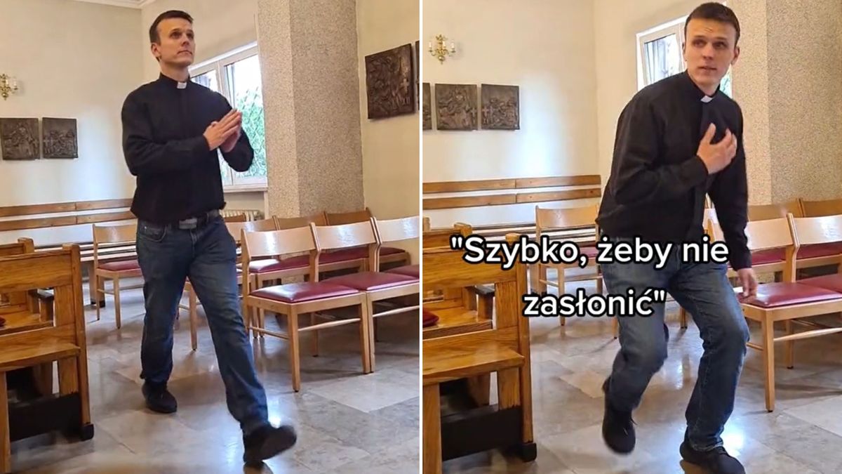 Ksiądz Rafał Główczyński pokazał, jak należy klękać w kościele