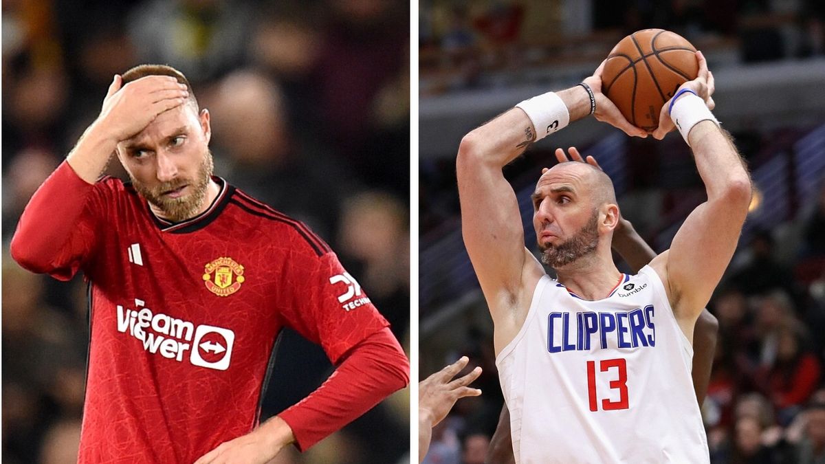Christian Eriksen (z lewej) i Marcin Gortat (z prawej)