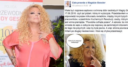 Gessler pozwała... fanpage "Cała prawda o Magdzie Gessler"! Pisał o jej długach. Teraz WYCOFAŁA POZEW!
