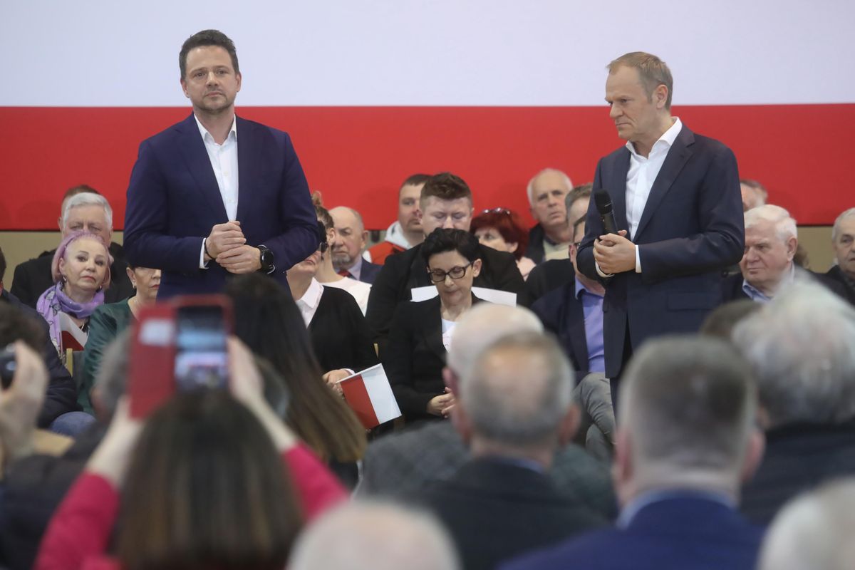 Donald Tusk i Rafał Trzaskowski w Białej Podlaskiej