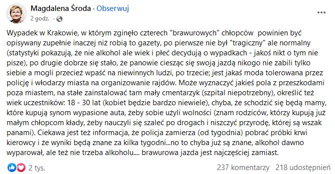 Magdalena Środa zabrała głos w sprawie śmierci syna Sylwii Peretti. Mocne słowa