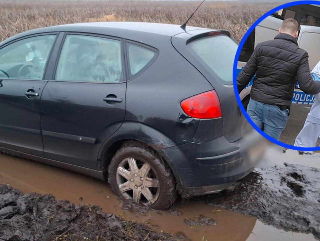 Pruszcz Gdański: Próbował uciec policji, ale ugrzązł w błocie. 32-latek wcześniej pił. Narkotest też wyszedł pozytywnie