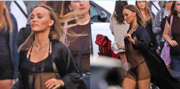 Córka Johnny'ego Deppa w bieliźnie i prześwitującej halce zasuwa na planie filmu o "Playboyu" (ZDJĘCIA)