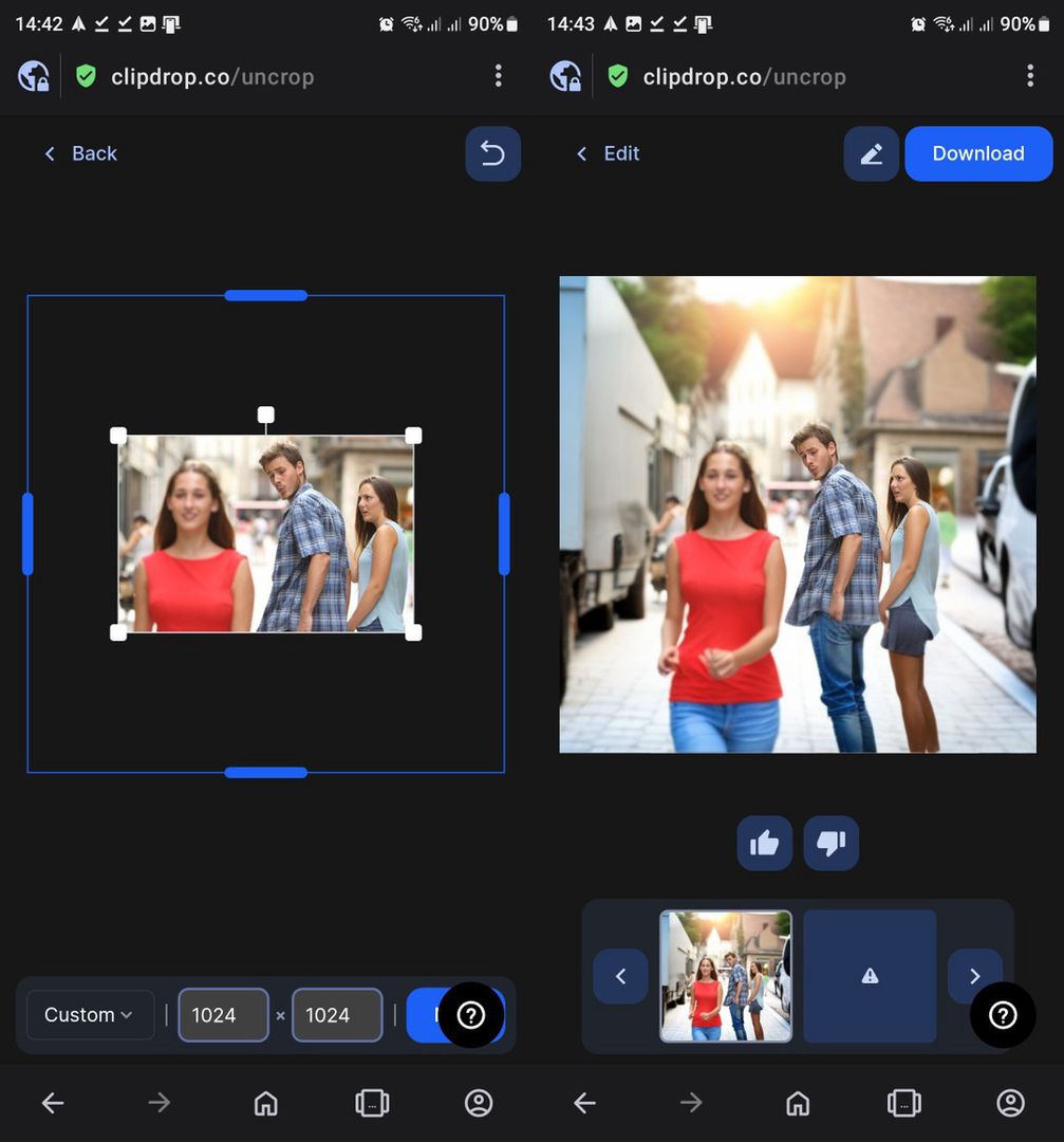 ClipDrop Uncrop w przeglądarce