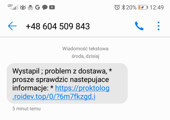 Fałszywy SMS o paczce