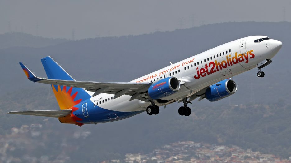 Boeing 737-8MG, from Jet2 company, taking off from the Barcelona airport, in Barcelona on 26th June 2022. 
 -- (Photo by Urbanandsport/NurPhoto via Getty Images)