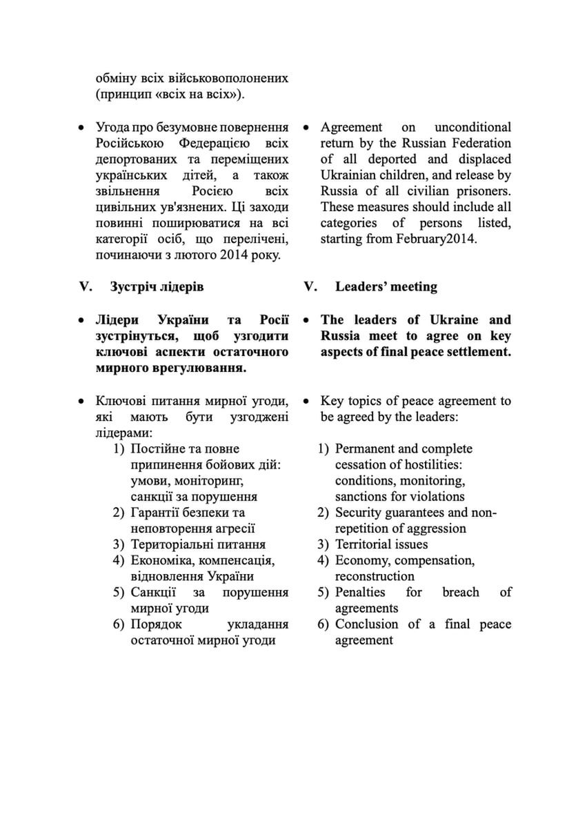 Treść memorandum przekazana Rosji 