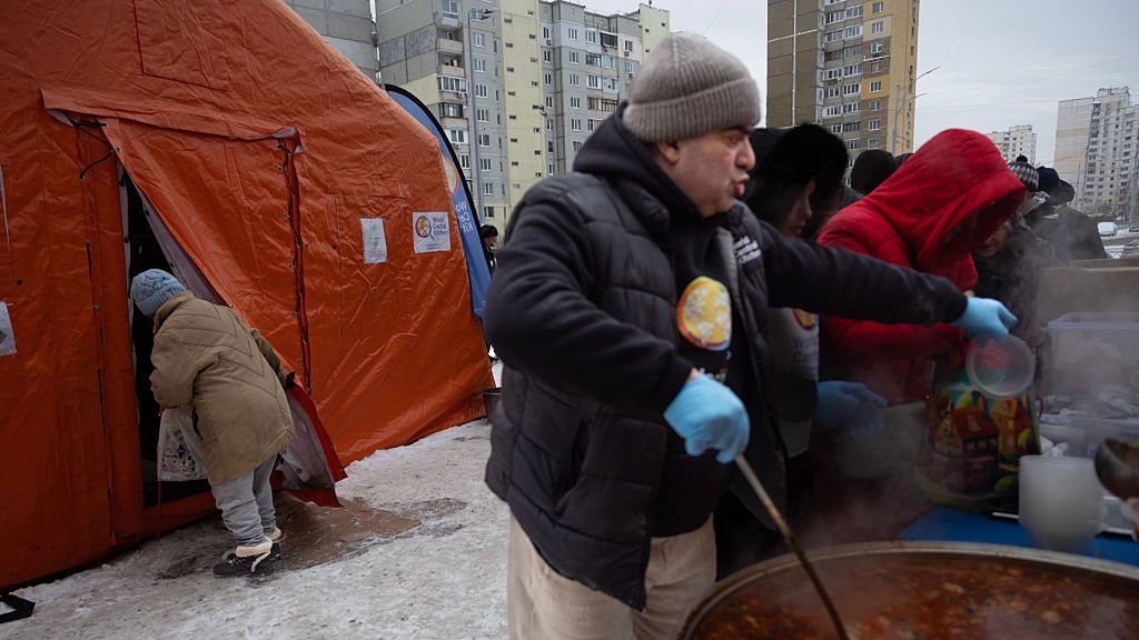 World Central Kitchen Feeds Needy Kyiv Residents
KYIV, UKRAINE - FEBRUARY 06: World Central Kitchen workers pour hot soup into a large pot for distribution to needy Kyiv residents on February 6, 2026 in Kyiv, Ukraine. The humanitarian organization delivers around 600 meals a day to support the needs of the Kyiv residents. Russia has attacked the energy infrastructure numerous times as winter temperatures dropped to -20°C (-4°F). Ukraine is suffering one of its coldest winters in years, as residents struggle with a lack of heat and electricity. (Photo by Paula Bronstein/Getty Images)
Paula Bronstein
