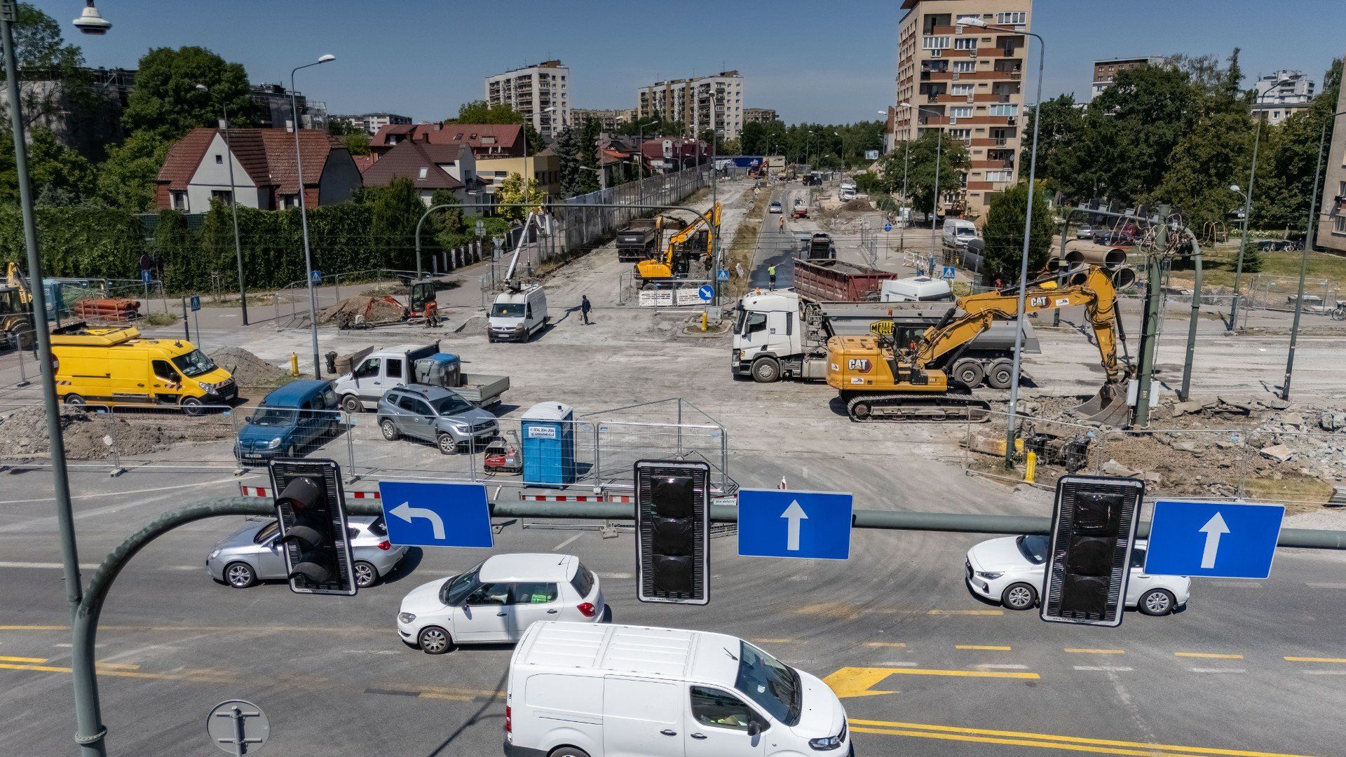 Rozkopane skrzyżowanie Lema, Mogilskiej, Meissnera i Jana Pawła II w Krakowie