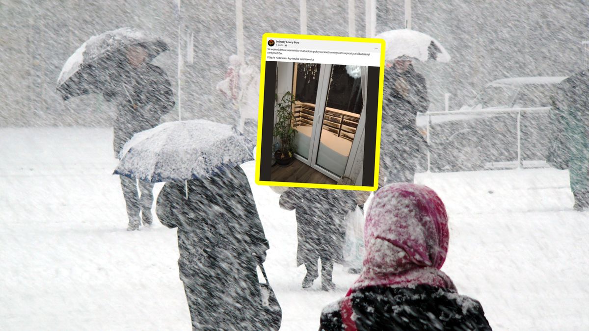 Tyle śniegu na balkonie (w tle zdj. poglądowe).