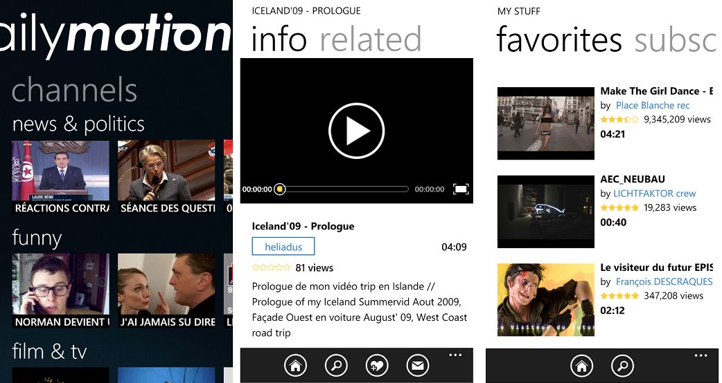 Oficjalna aplikacja Dailymotion dla WP7 2