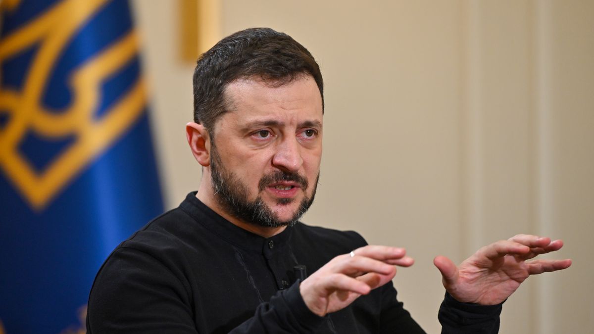ANKARA, TURKIYE- FEBRUARY 19: Ukrainian President Volodymyr Zelenskyy gives an interview to Turkish media after his visit to Turkey on 19, 2024 in Ankara, Türkiye. (Photo by Mert Gokhankoc/ dia images via Getty Images)