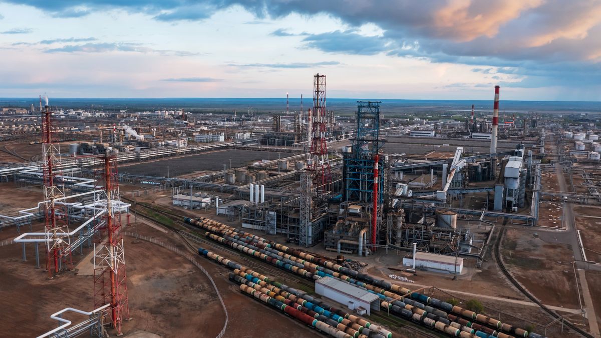 A general view shows the oil refinery of the Lukoil company in Volgograd, Russia April 22, 2022. Picture taken April 22, 2022. Picture taken with a drone.