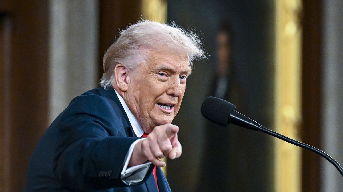 epaselect epa12775275 US President Donald J. Trump delivers the first State of the Union address of his second term to a joint session of Congress in the House Chamber of the US Capitol in Washington, DC, USA, 24 February 2026. EPA/KENNY HOLSTON / POOL Dostawca: PAP/EPA.