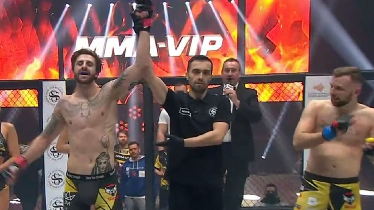 Mateusz Kisiel Rolnik wygrywa na gali MMA VIP