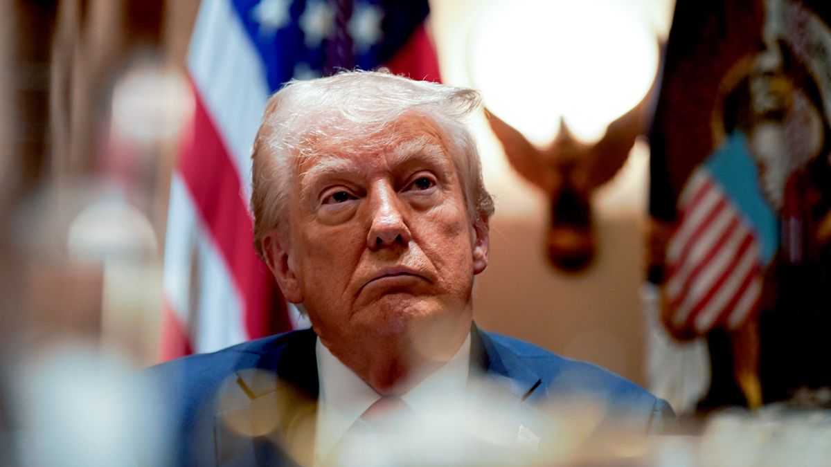 US President Donald Trump during a cabinet meeting at the White House in Washington, DC, US, on Wednesday, Feb. 26, 2025. Elon Musk's demand that more than two million federal employees defend their work is facing pushback from other powerful figures in the Trump administration, in a sign that the billionaire's brash approach to overhauling the government is creating division. Photographer: Al Drago/Bloomberg via Getty Images