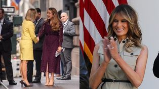 Marta Nawrocka w żółtym komplecie wybrała się na spotkanie z Melanią Trump